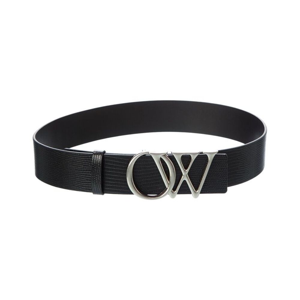 Off-White™ Reptile-Embossed Leather Belt, Black